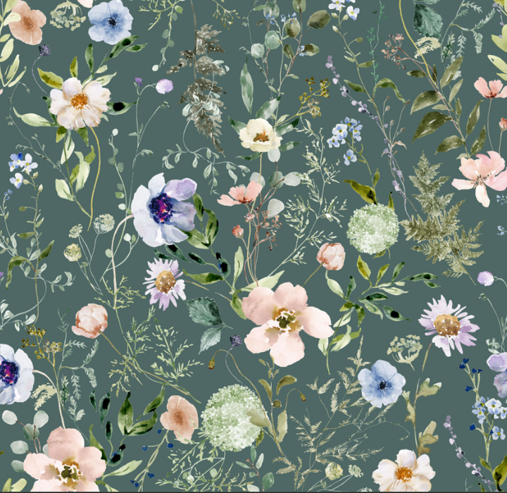 Isabella Botanical Florals in Muted Jade