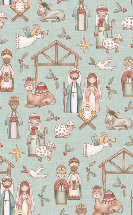 Holy Night Nativity Light Blue