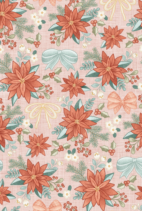 Dear Santa Bow Floral Pink