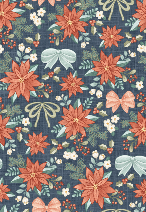 Dear Santa Bow Floral Navy