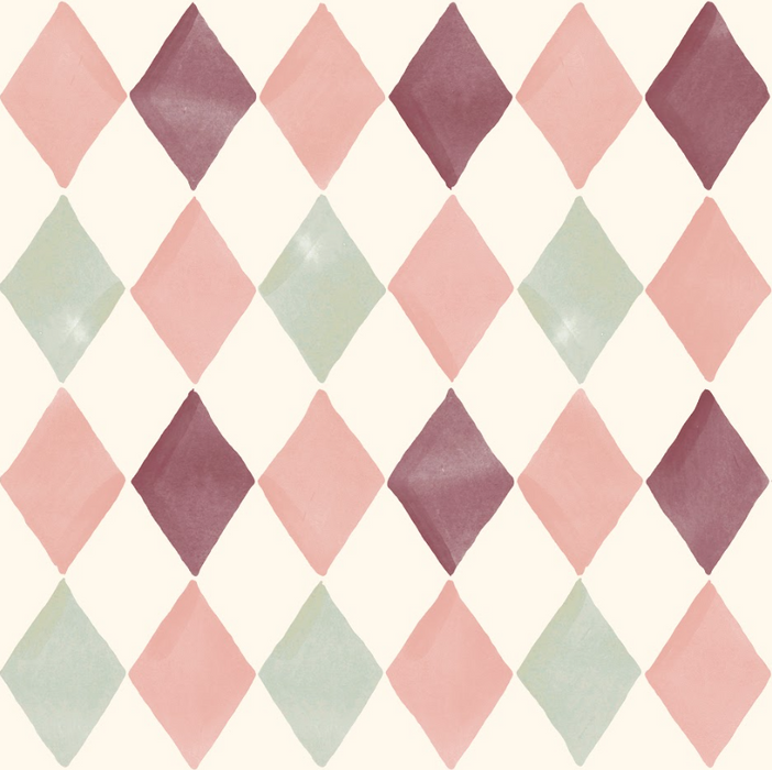 Christmas Watercolor Argyle- pink