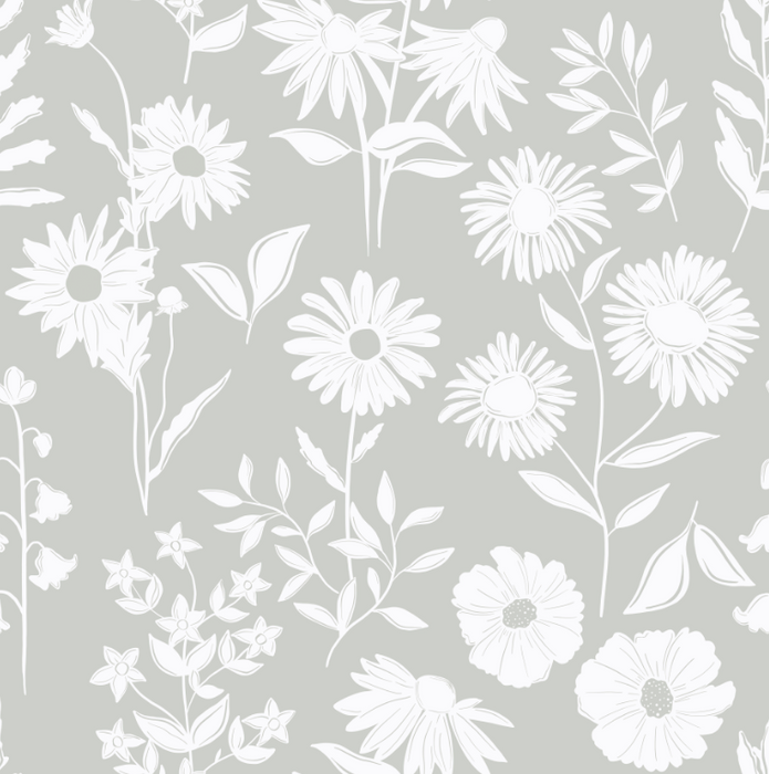 Sketch Wildflowers on Muted Clay Sage
