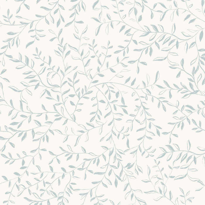 Sketch Toile Greenery in Vintage Blue