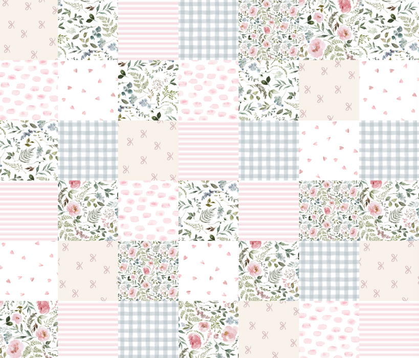 Rotated Heirloom Cottage Floral Cheater Quilt