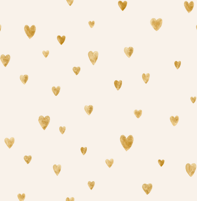 Gold Hearts on Spanish White