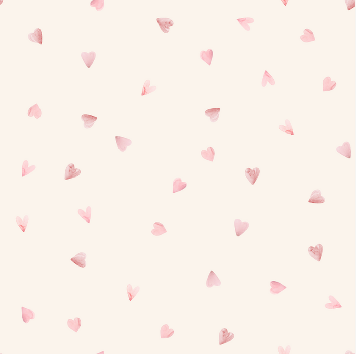 Ditsy Blush Hearts on Off-White