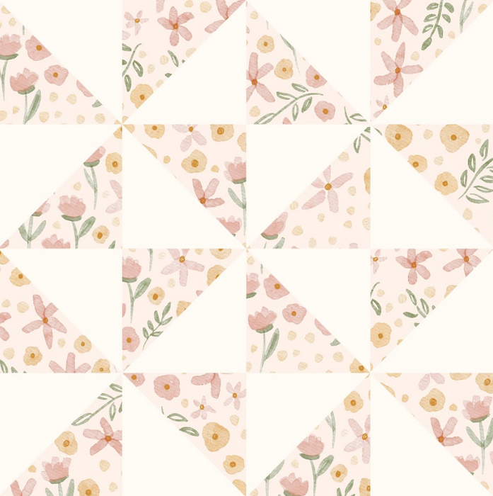 pinwheel block-white and pink floral