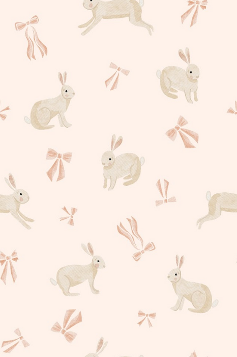 Bunnies and bows - pink on blush