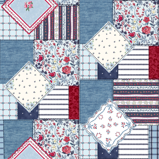 Grannys Patriotic Floral Patchwork