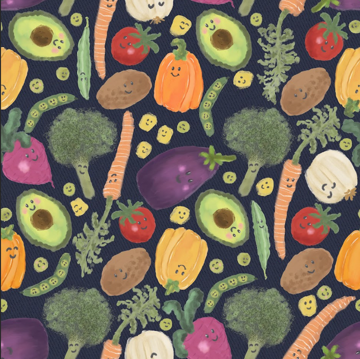 Happy veggies navy twill