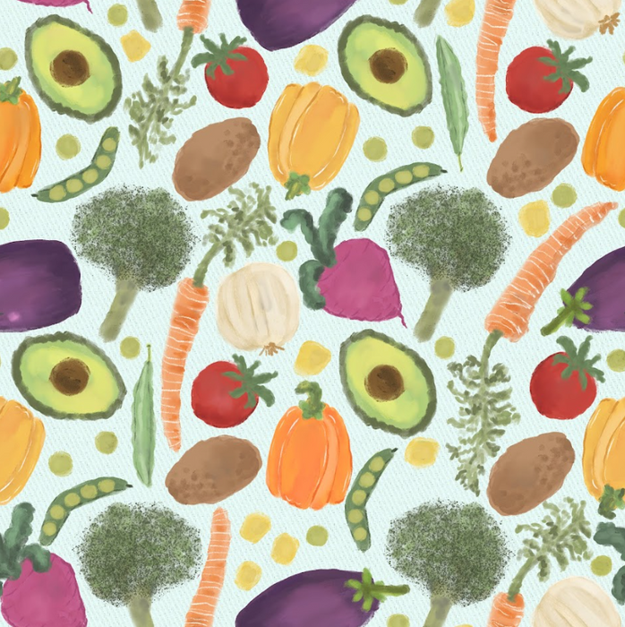 Veggies lt blue twill
