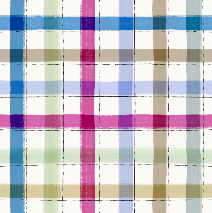 Inked lined plaid cream girly