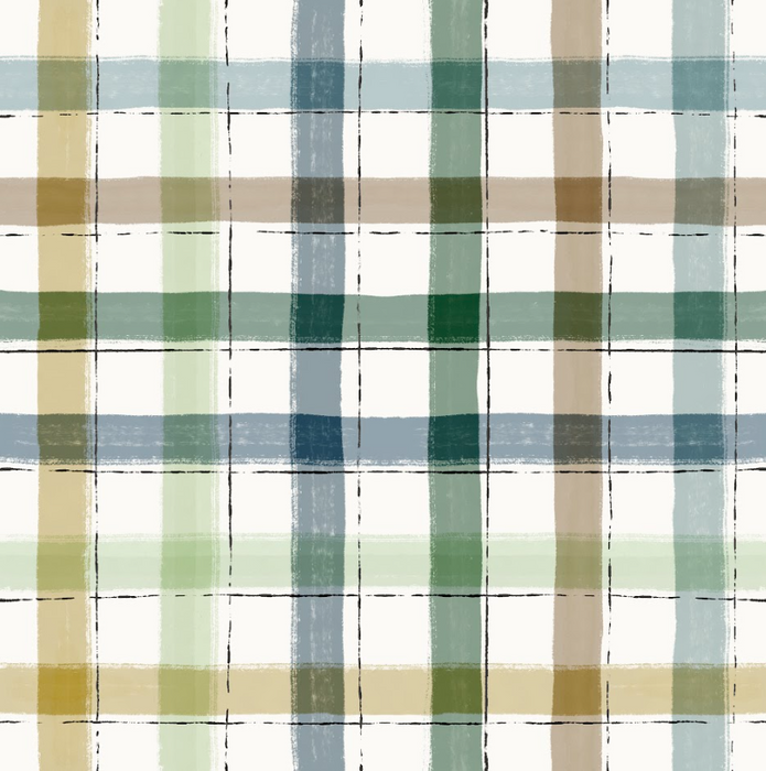 Inked lined plaid cream
