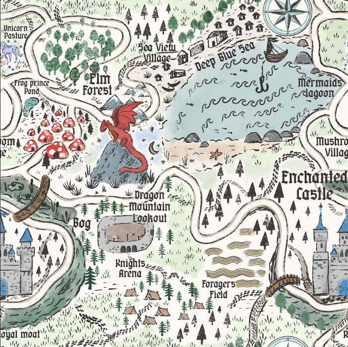 Fantasy map antique cream
