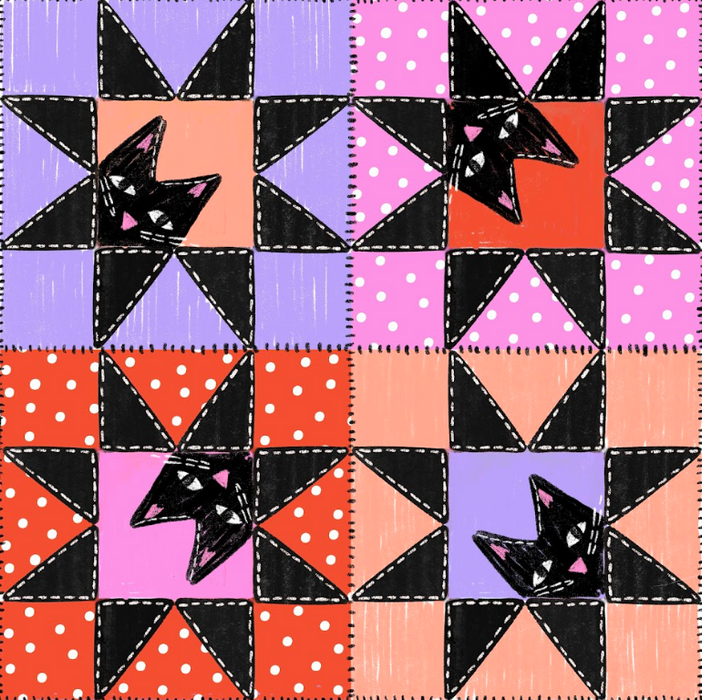 Peek a boo black cat patchwork