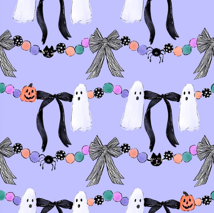 Halloween bow garland bright purple