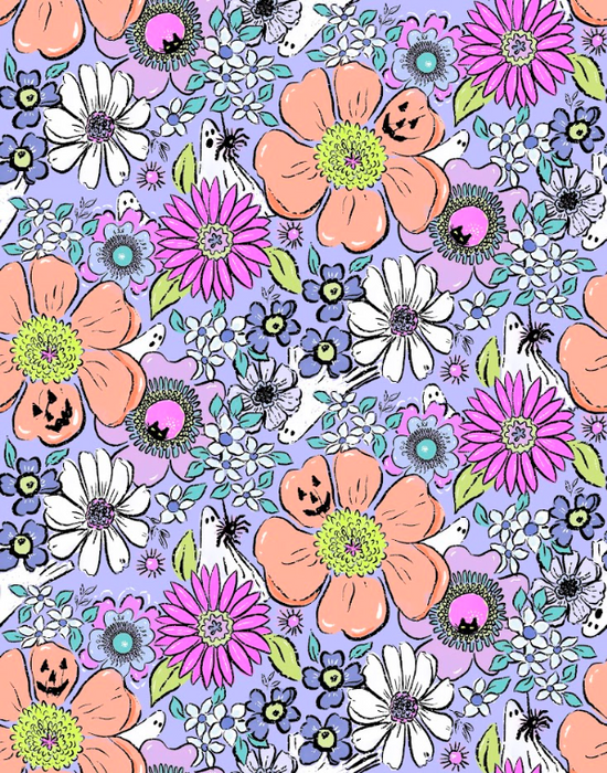 Groovy ghost garden bright purple