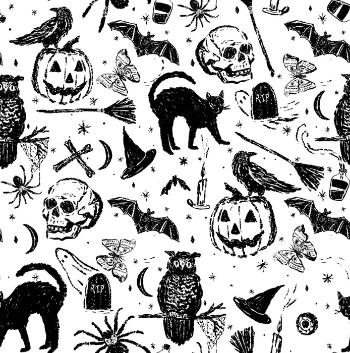 Vintage Halloween sketch white