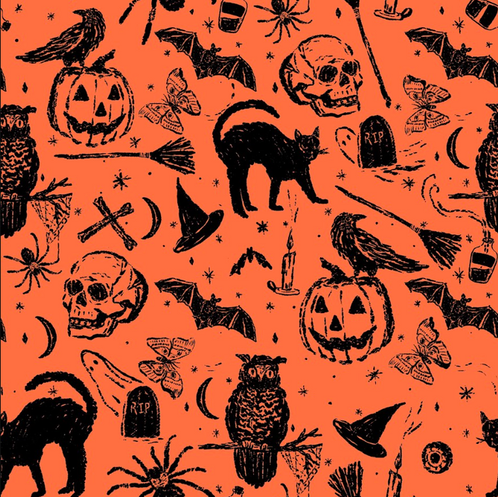 Vintage Halloween sketch orange