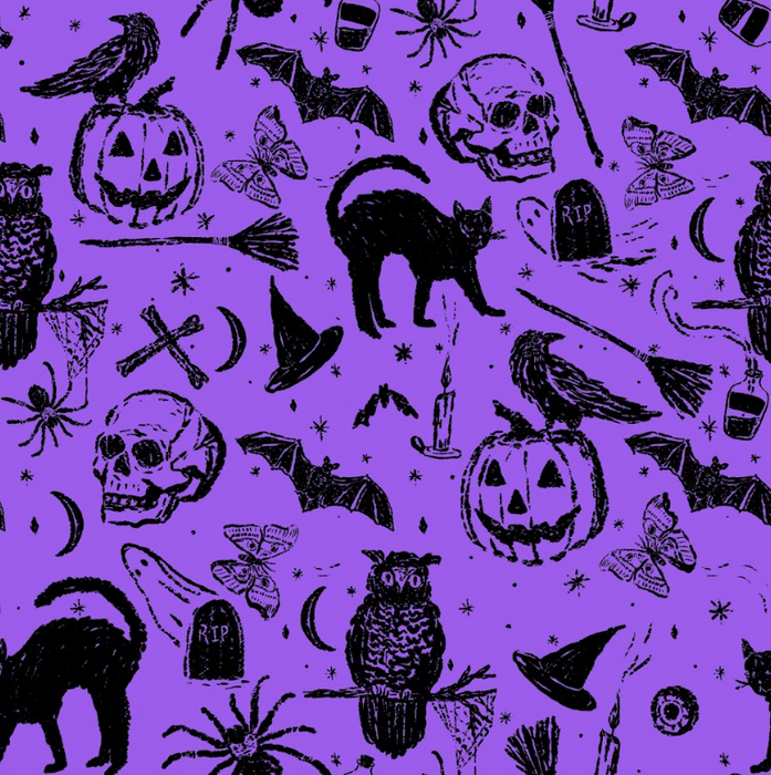 Vintage Halloween sketch purple