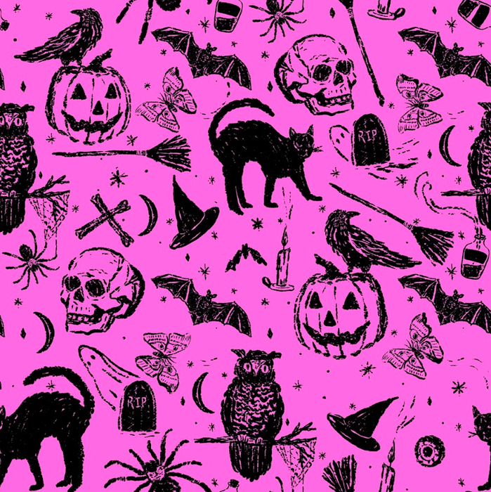 Vintage Halloween sketch pink