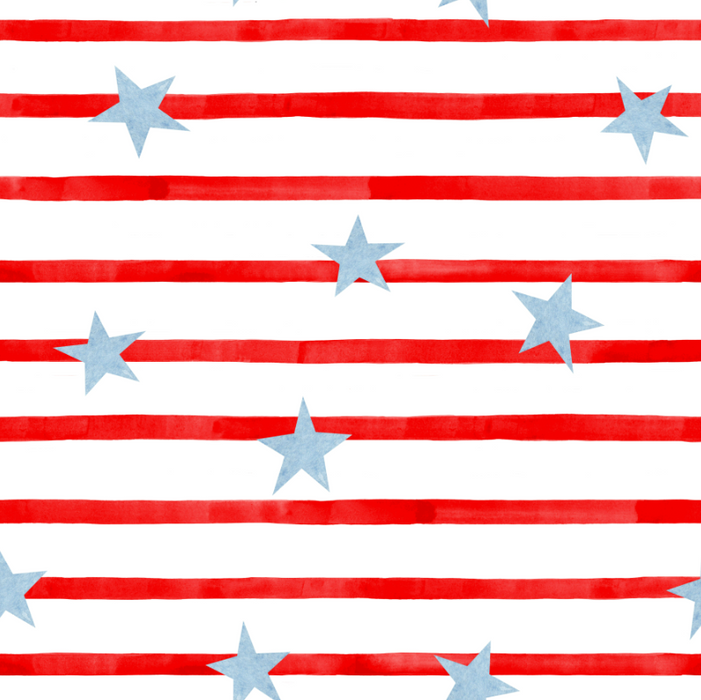 Baby Blue Stars on Red Watercolor Stripes