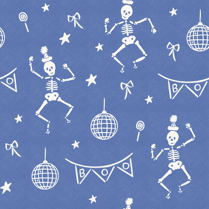 Skeleton Party Blue Linen