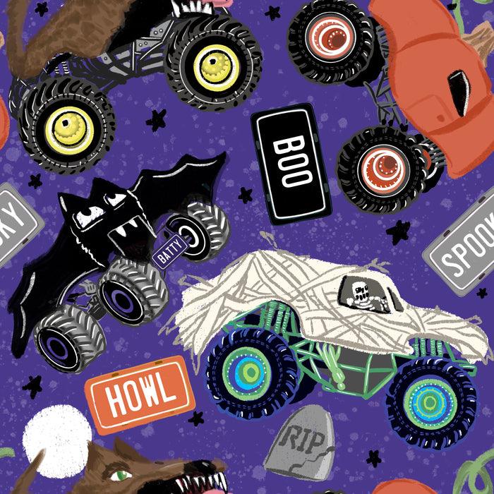 Spooky monster trucks purple