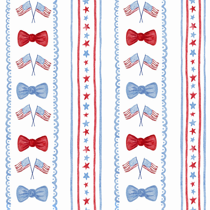 Stars Stripes and Bowsties Blue Gray