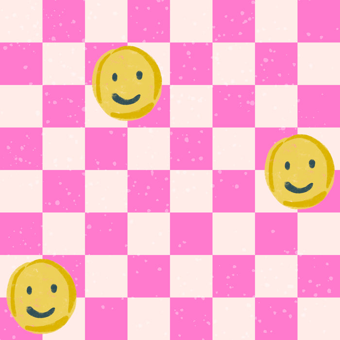 Summer smiles check pink tonal