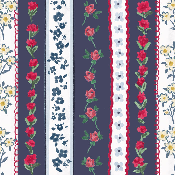 Sweet americana posy stripe faded navy