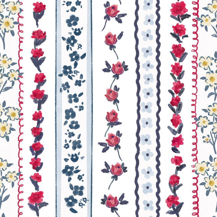 Sweet americana posy stripe white navy