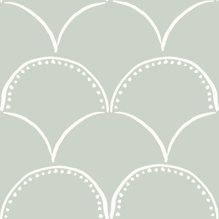 Simple Scallop- cream on dusty teal