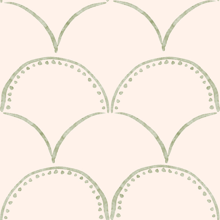 Simple Scallop-green on blush