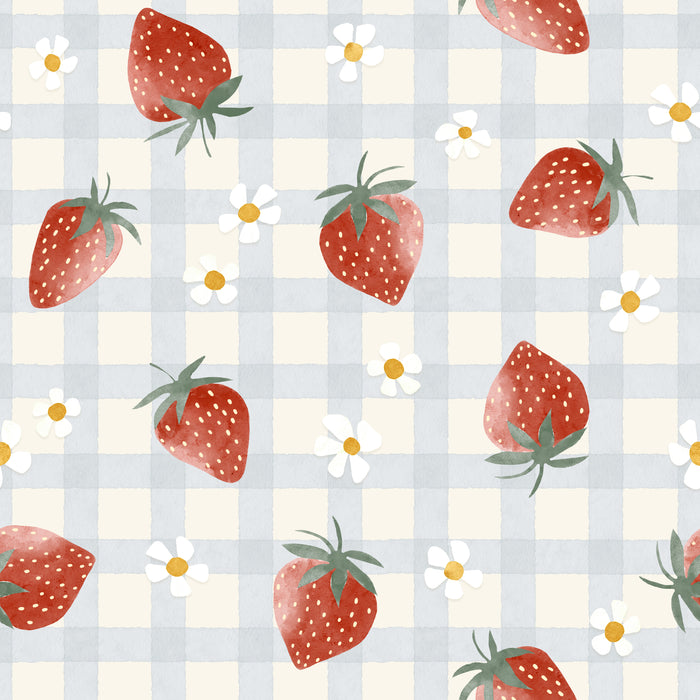 Strawberry gingham-blue and cream