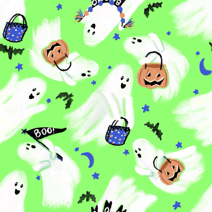 Trick or treat ghost bright green