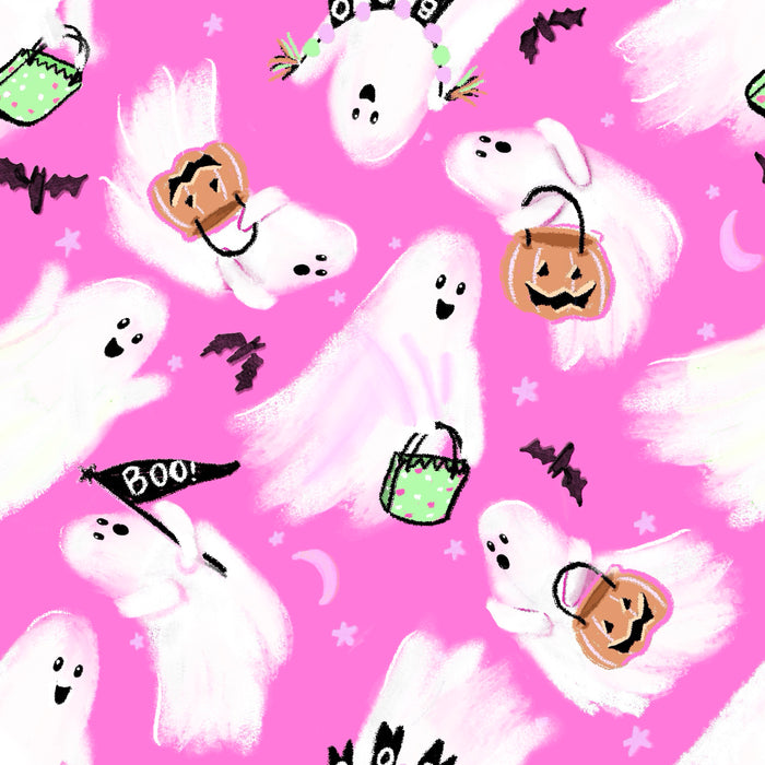 Trick or treat ghost hot pink