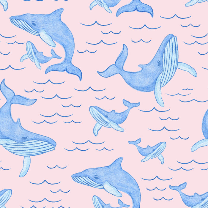 Watercolor Whales Light Pink