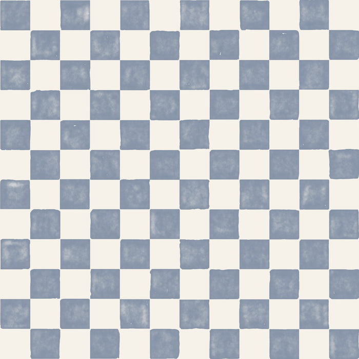 Watercolor check-denim blue