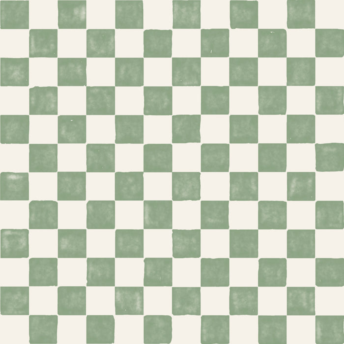 Watercolor check-medium sage