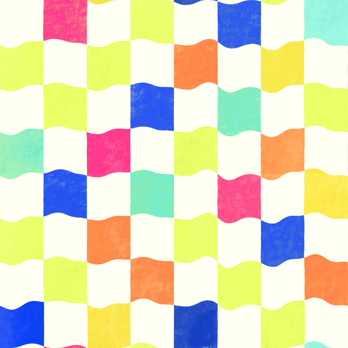 Wavy checker multi white