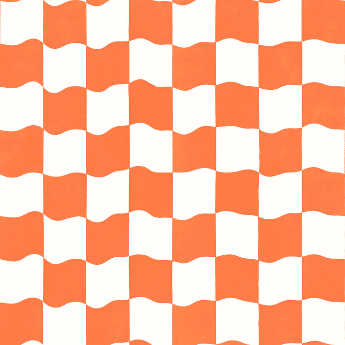 Wavy watercolor checker orange