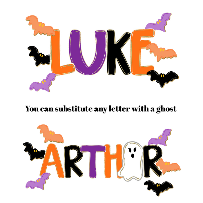 Custom Halloween Name with Bats DTF