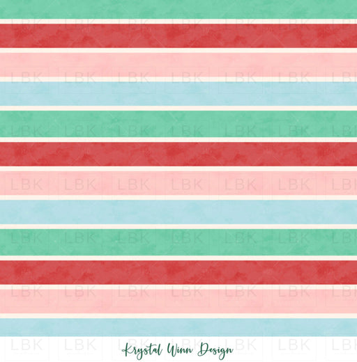 All I Want For Christmas Multicolor Stripe Blue Fabric