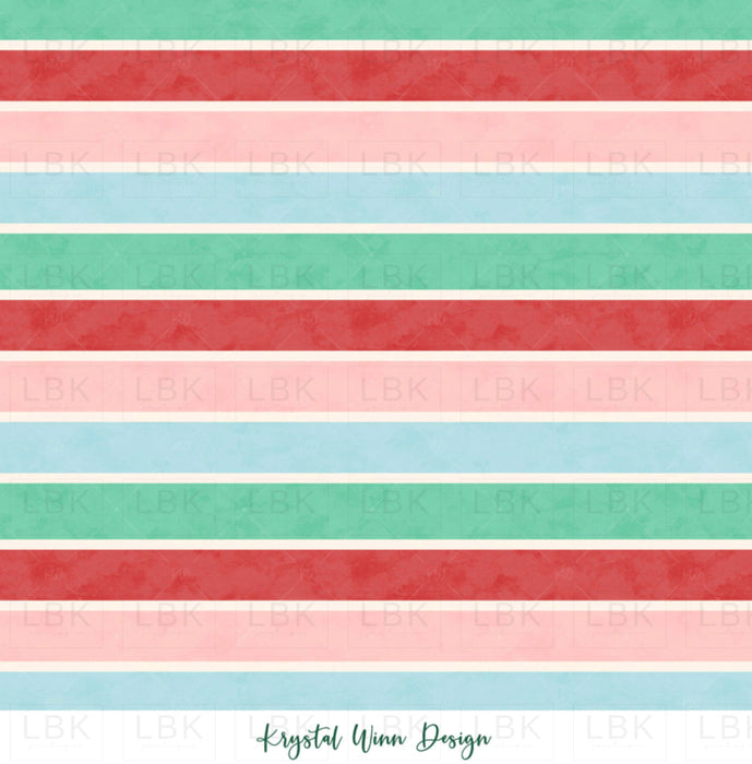 All I Want For Christmas Multicolor Stripe Blue Fabric
