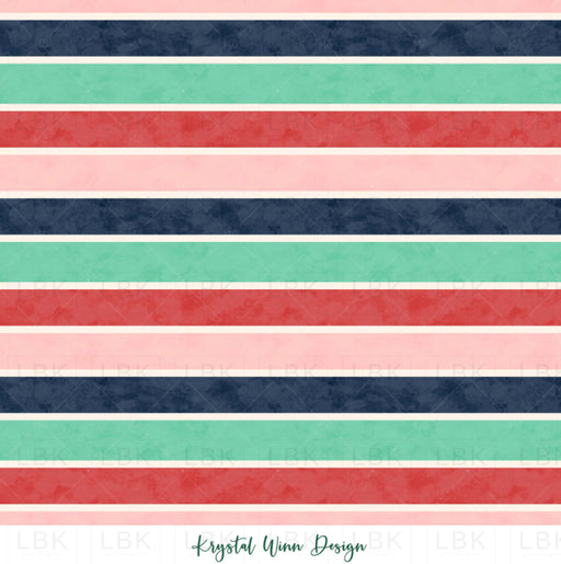 All I Want For Christmas Multicolor Stripe Navy Fabric