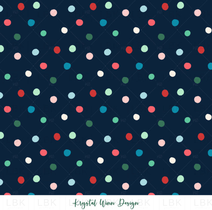 All I Want For Christmas Multidot Navy Fabric