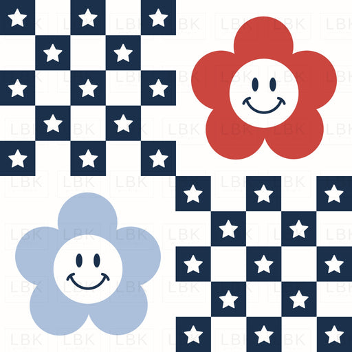 American Checkers Y2K Flower Pattern