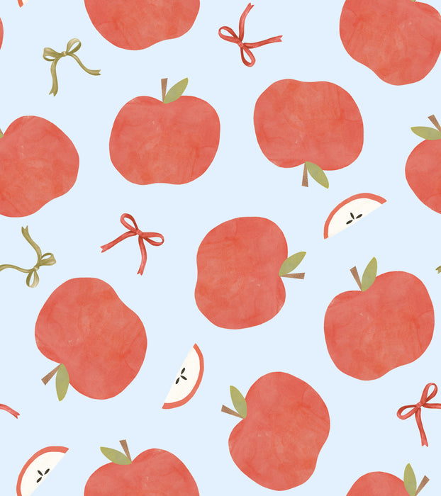 Apples & Bows on Blue