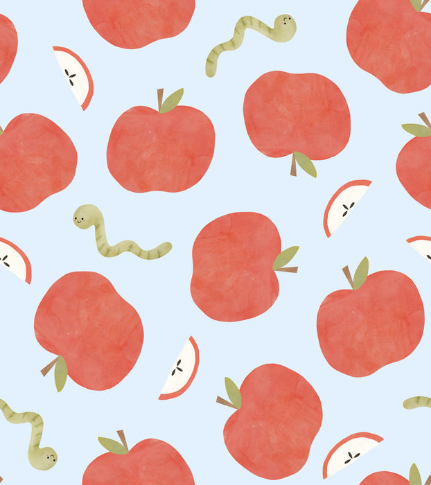 Apples & Worms on Blue